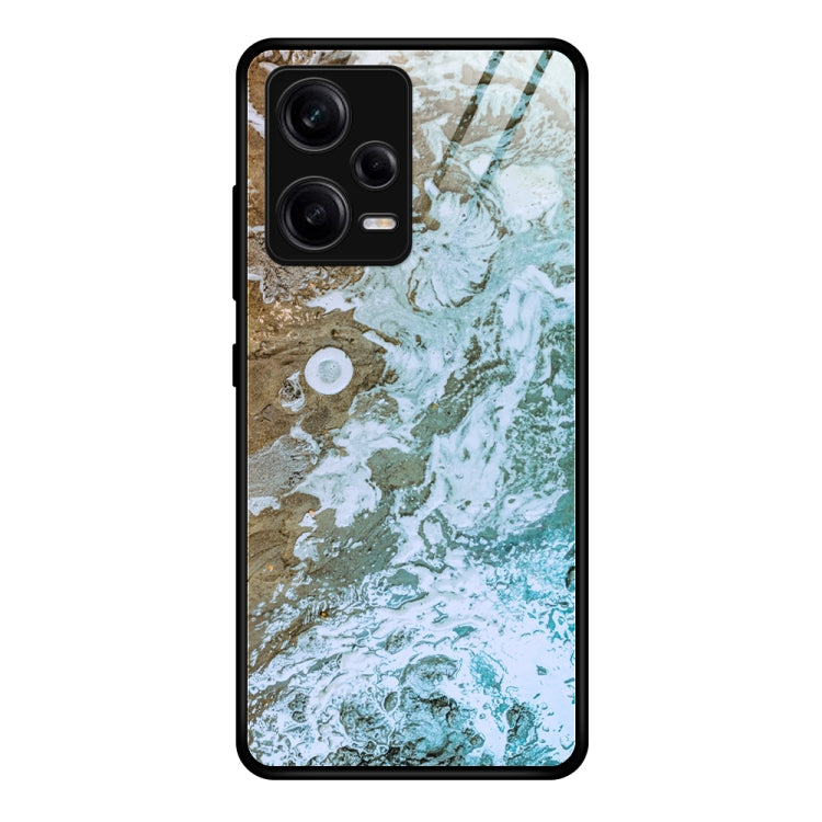 For Xiaomi Redmi Note 12 Pro China Marble Pattern Glass Phone Case(Beach)