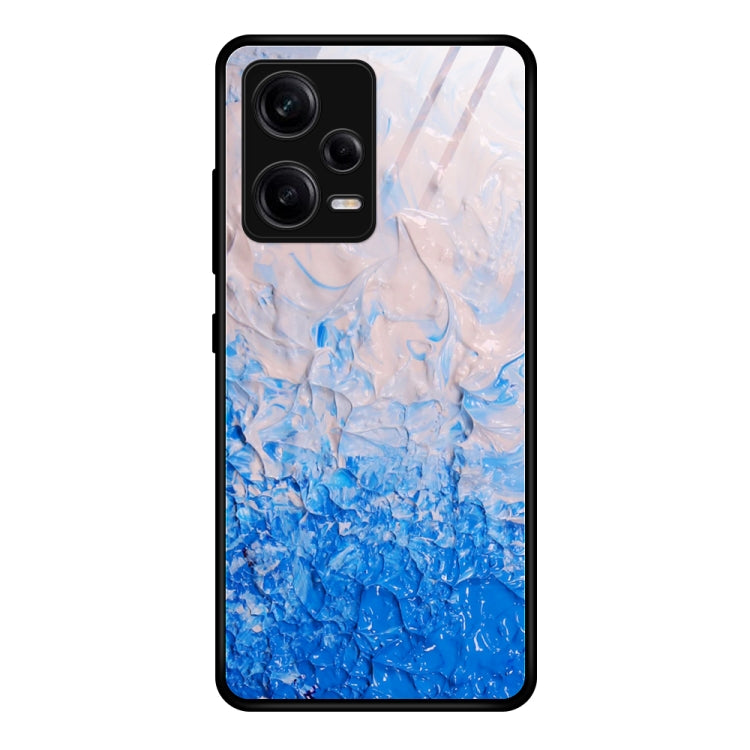 For Xiaomi Redmi Note 12 Pro China Marble Pattern Glass Phone Case(Ocean Waves)