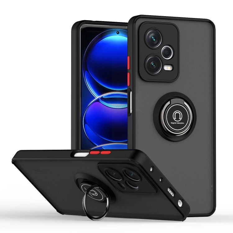 For Xiaomi Redmi Note 12 Pro China Q Shadow 1 Series TPU + PC Ring Holder Phone Case(Black+Red)