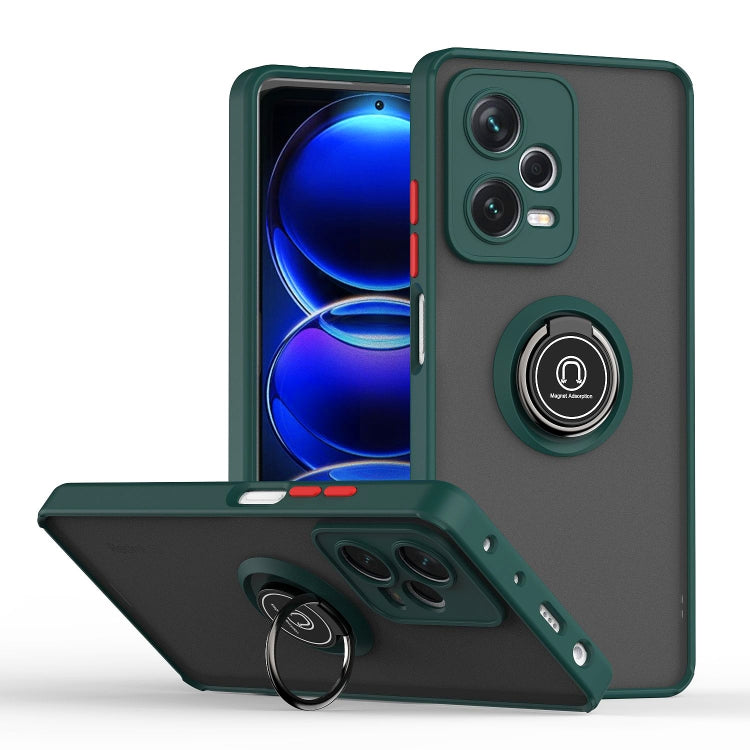 For Xiaomi Redmi Note 12 Pro+ China Q Shadow 1 Series TPU + PC Ring Holder Phone Case(Dark Green)