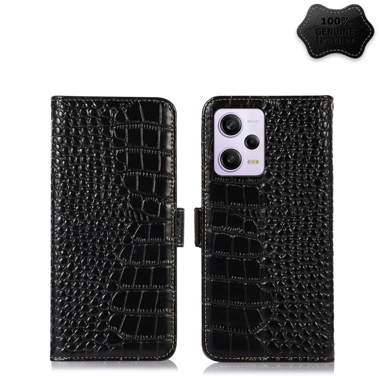 For Xiaomi Redmi Note 12 Pro China Crocodile Top Layer Cowhide Leather Phone Case(Black)