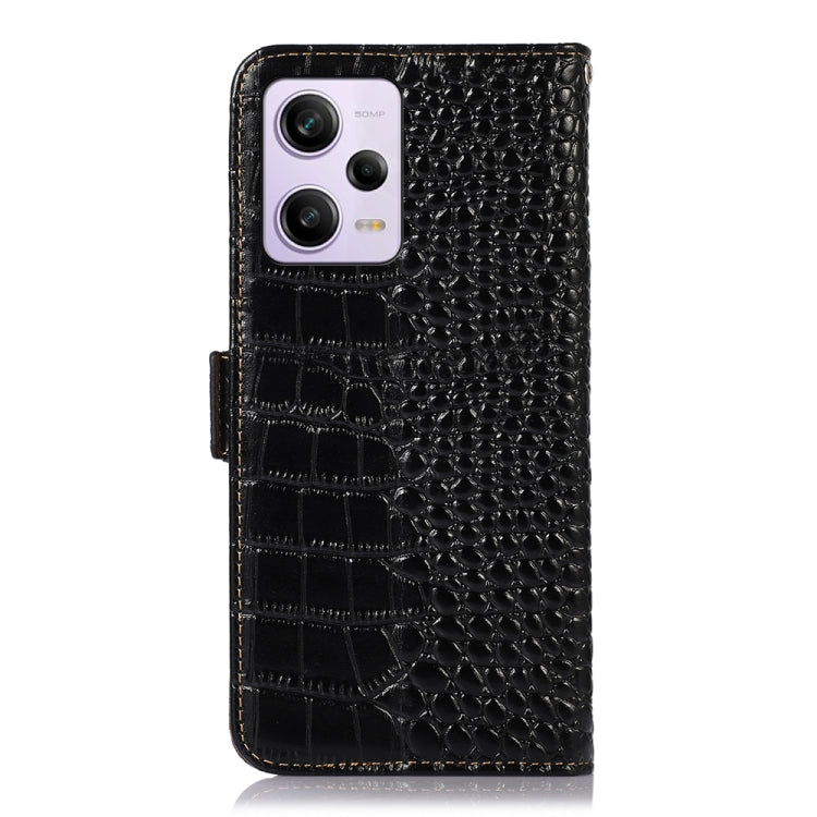 For Xiaomi Redmi Note 12 Pro China Crocodile Top Layer Cowhide Leather Phone Case(Black)