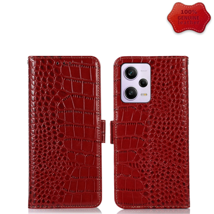 For Xiaomi Redmi Note 12 Pro China Crocodile Top Layer Cowhide Leather Phone Case(Red)