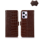 For Xiaomi Redmi Note 12 Pro China Crocodile Top Layer Cowhide Leather Phone Case(Brown)