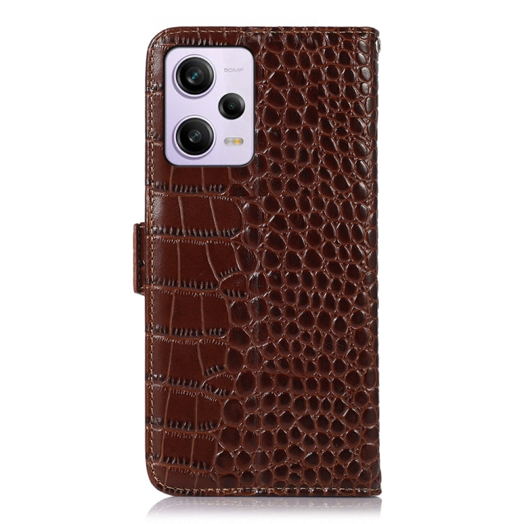 For Xiaomi Redmi Note 12 Pro China Crocodile Top Layer Cowhide Leather Phone Case(Brown)