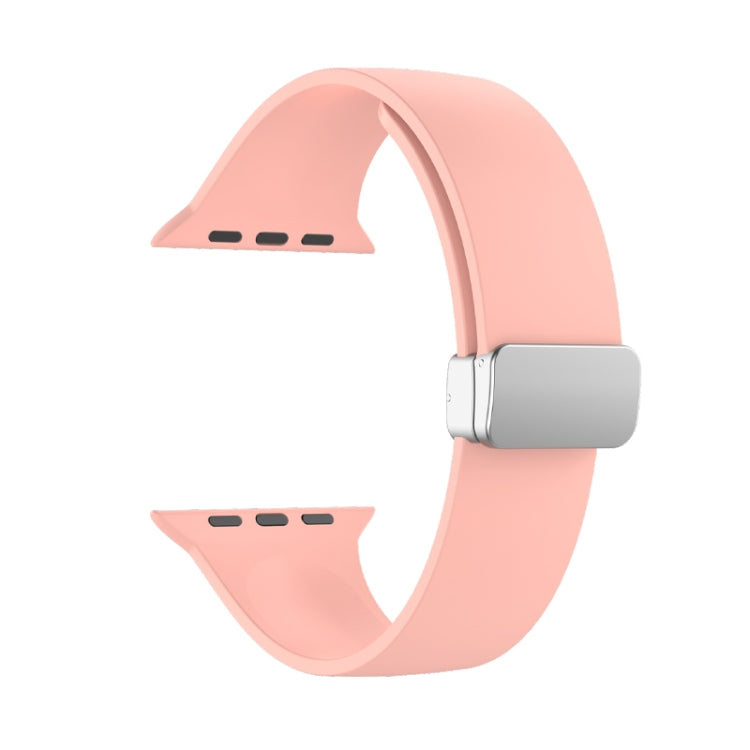 Folding Buckle Silicone Watch Band For Apple Watch Series 8&7 41mm / SE 2&6&SE&5&4 40mm / 3&2&1 38mm(Pink)