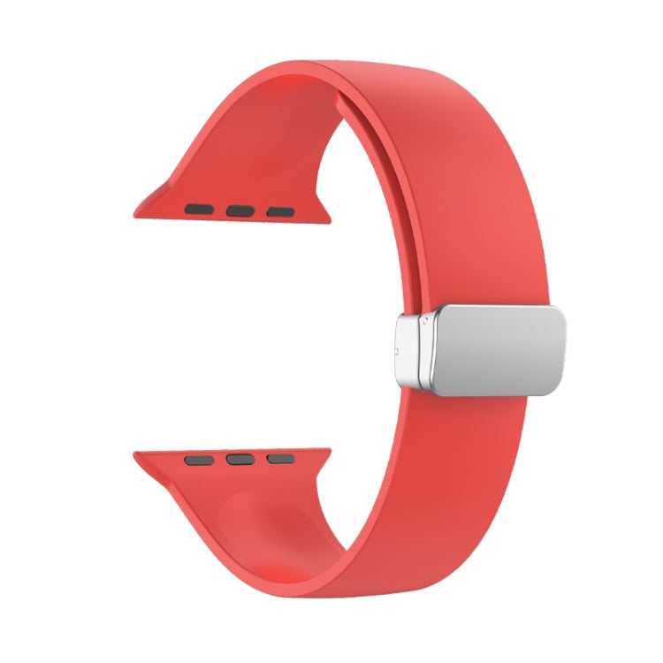 Folding Buckle Silicone Watch Band For Apple Watch Series 8&7 41mm / SE 2&6&SE&5&4 40mm / 3&2&1 38mm(Red)