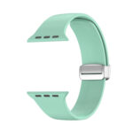 Folding Buckle Silicone Watch Band For Apple Watch Series 8&7 41mm / SE 2&6&SE&5&4 40mm / 3&2&1 38mm(Light Green)