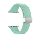 Folding Buckle Silicone Watch Band For Apple Watch Series 8&7 41mm / SE 2&6&SE&5&4 40mm / 3&2&1 38mm(Light Green)