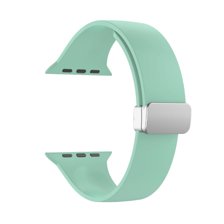 Folding Buckle Silicone Watch Band For Apple Watch Series 8&7 41mm / SE 2&6&SE&5&4 40mm / 3&2&1 38mm(Light Green)