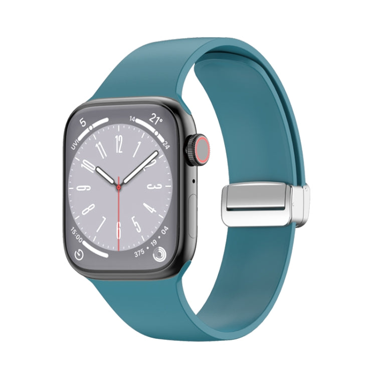 Folding Buckle Silicone Watch Band For Apple Watch Series 8&7 41mm / SE 2&6&SE&5&4 40mm / 3&2&1 38mm(Cyan)