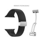 Folding Buckle Silicone Watch Band For Apple Watch Series 8&7 41mm / SE 2&6&SE&5&4 40mm / 3&2&1 38mm(Black)