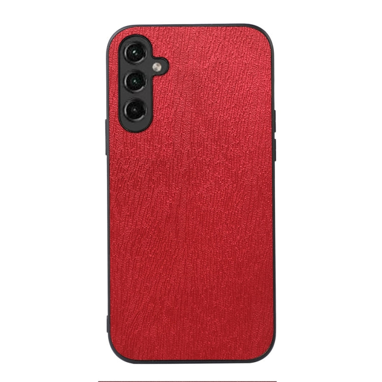For Samsung Galaxy A14 5G Wood Texture PU Phone Case(Red)