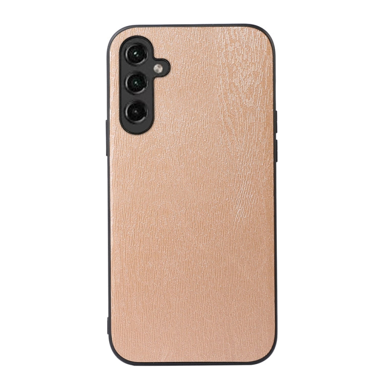 For Samsung Galaxy A14 5G Wood Texture PU Phone Case(Gold)