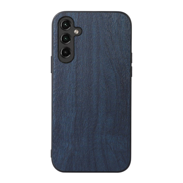 For Samsung Galaxy A14 5G Wood Texture PU Phone Case(Blue)
