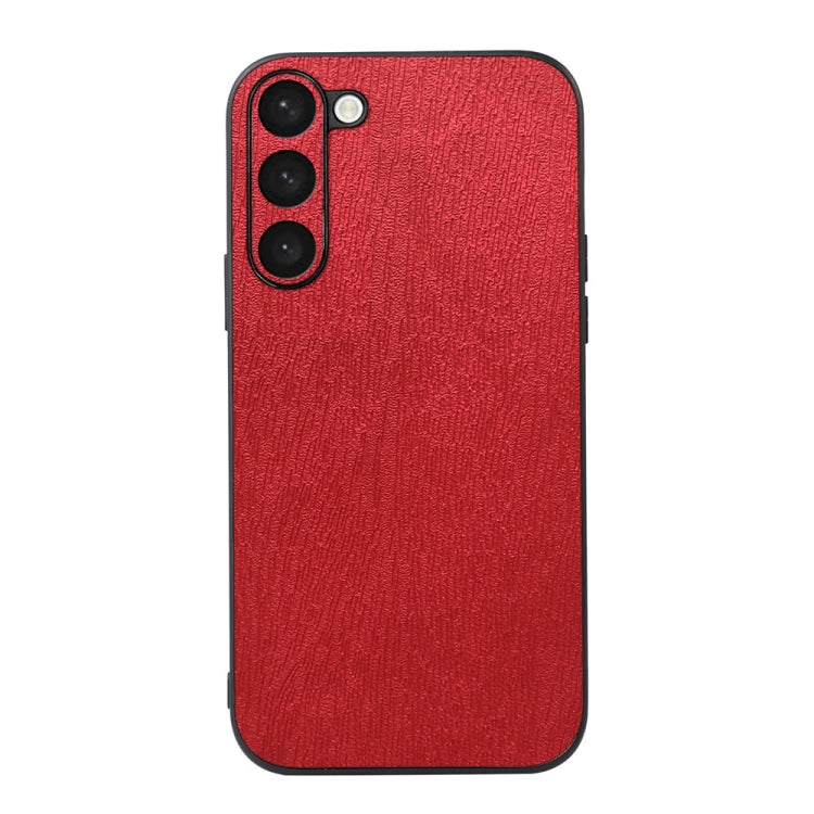 For Samsung Galaxy S23+ 5G Wood Texture PU Phone Case(Red)