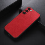 For Samsung Galaxy S23+ 5G Wood Texture PU Phone Case(Red)