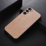 For Samsung Galaxy S23+ 5G Wood Texture PU Phone Case(Gold)