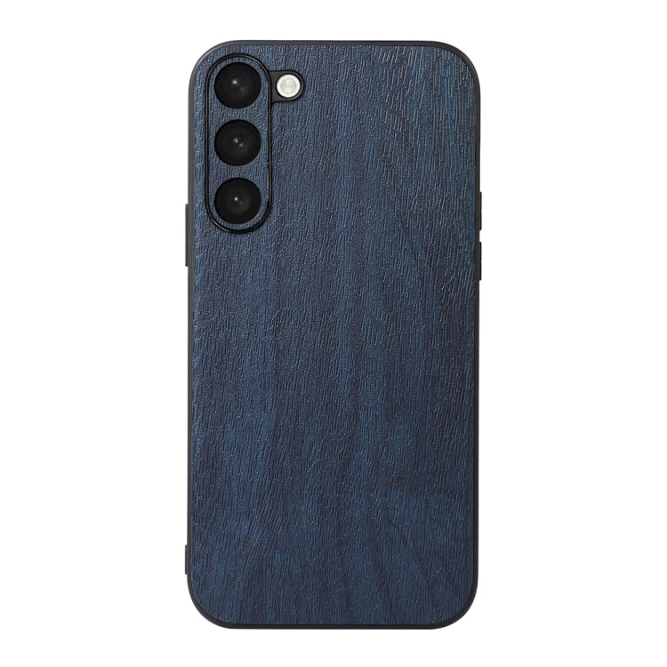 For Samsung Galaxy S23+ 5G Wood Texture PU Phone Case(Blue)