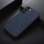 For Samsung Galaxy S23+ 5G Wood Texture PU Phone Case(Blue)