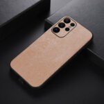 For Samsung Galaxy S23 Ultra 5G( Wood Texture PU Phone Case(Gold)