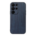 For Samsung Galaxy S23 Ultra 5G( Wood Texture PU Phone Case(Blue)