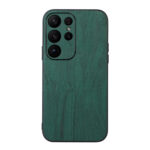 For Samsung Galaxy S23 Ultra 5G( Wood Texture PU Phone Case(Green)