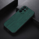 For Samsung Galaxy S23 Ultra 5G( Wood Texture PU Phone Case(Green)