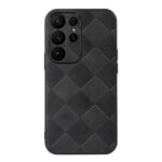 For Samsung Galaxy S23 Ultra 5G Weave Plaid PU Phone Case(Black)