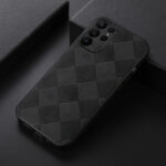 For Samsung Galaxy S23 Ultra 5G Weave Plaid PU Phone Case(Black)