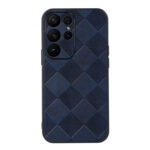 For Samsung Galaxy S23 Ultra 5G Weave Plaid PU Phone Case(Blue)