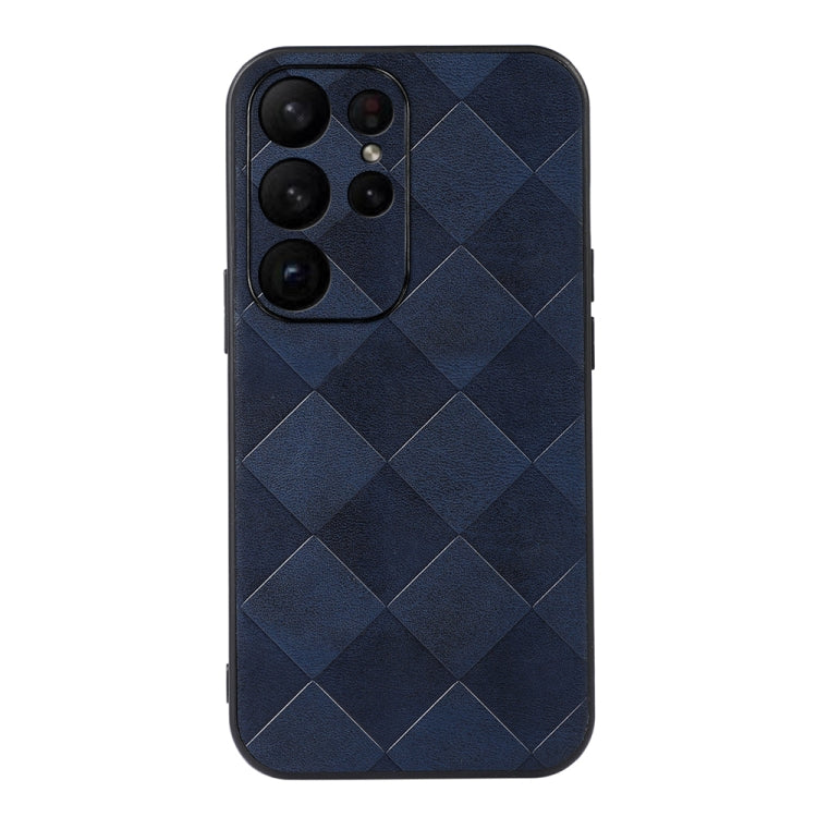 For Samsung Galaxy S23 Ultra 5G Weave Plaid PU Phone Case(Blue)