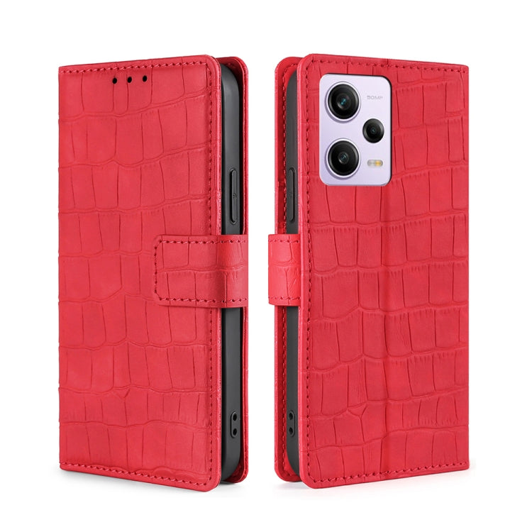 For Xiaomi Redmi Note 12 Pro China Skin Feel Crocodile Magnetic Clasp Leather Phone Case(Red)