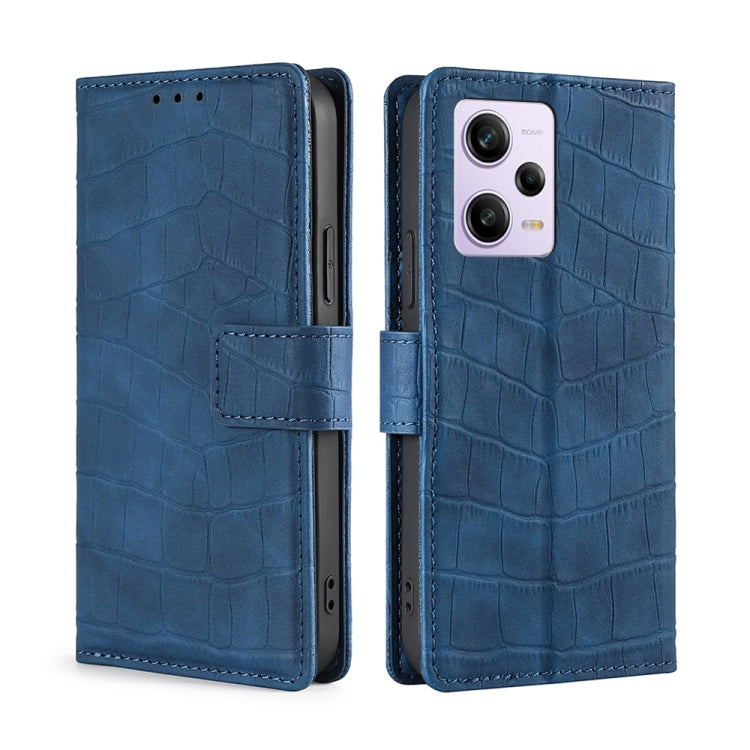 For Xiaomi Redmi Note 12 Pro China Skin Feel Crocodile Magnetic Clasp Leather Phone Case(Blue)