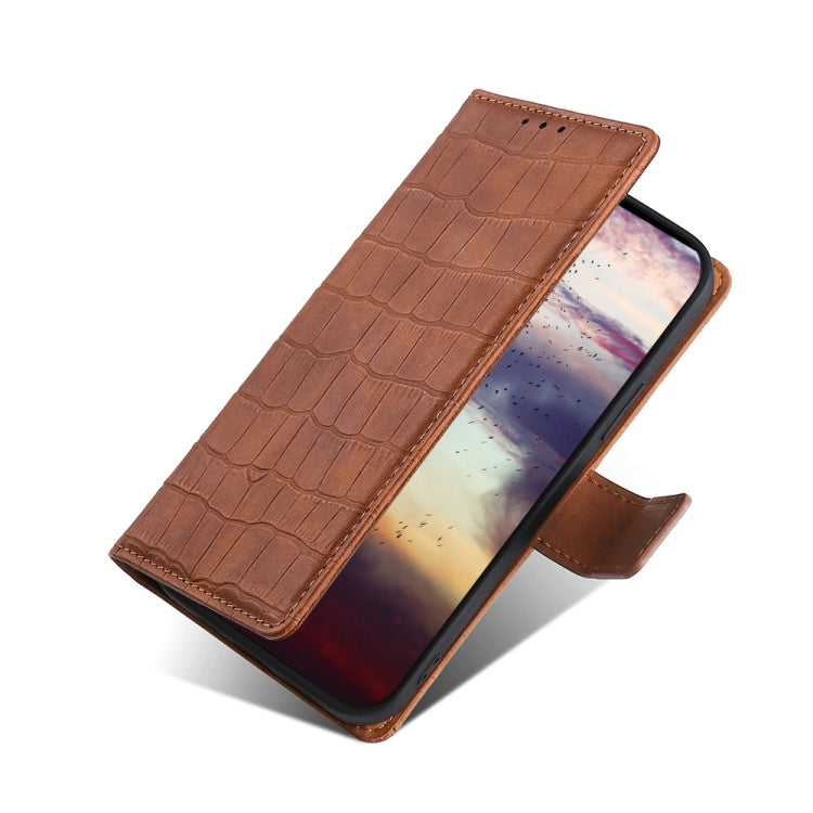 For Xiaomi Redmi Note 12 Pro China Skin Feel Crocodile Magnetic Clasp Leather Phone Case(Brown)