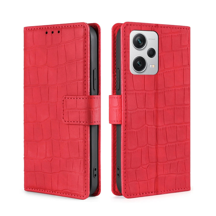 For Xiaomi Redmi Note 12 Pro+ China Skin Feel Crocodile Magnetic Clasp Leather Phone Case(Red)