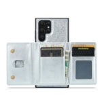 For Samsung Galaxy S22 Ultra 5G DG.MING M3 Series Glitter Powder Card Bag Leather Case(Silver)