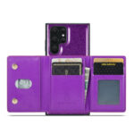 For Samsung Galaxy S22 Ultra 5G DG.MING M3 Series Glitter Powder Card Bag Leather Case(Dark Purple)