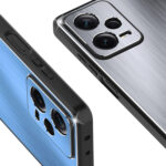 For Xiaomi Redmi Note 12 Pro+ China Metal Brushed Texture Shockproof Phone Case with Holder(Blue)