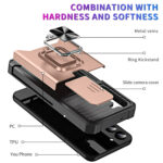 For Samsung Galaxy S23 5G Sliding Camshield Phone Case with Ring Holder & Card Slot(Rose Gold)