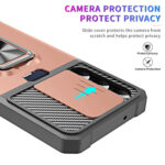 For Samsung Galaxy S23 5G Sliding Camshield Phone Case with Ring Holder & Card Slot(Rose Gold)