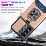 For Samsung Galaxy S23+ 5G Sliding Camshield Phone Case with Ring Holder & Card Slot(Rose Gold)