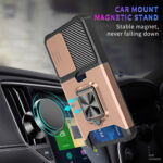 For Samsung Galaxy S23+ 5G Sliding Camshield Phone Case with Ring Holder & Card Slot(Rose Gold)