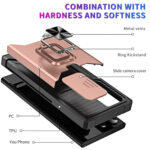 For Samsung Galaxy S23 Ultra 5G Sliding Camshield Phone Case with Ring Holder & Card Slot(Rose Gold)