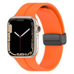 Solid Color Silicone Watch Band For Apple Watch Ultra 49mm / Series 8&7 45mm / SE 2&6&SE&5&4 44mm(Orange)