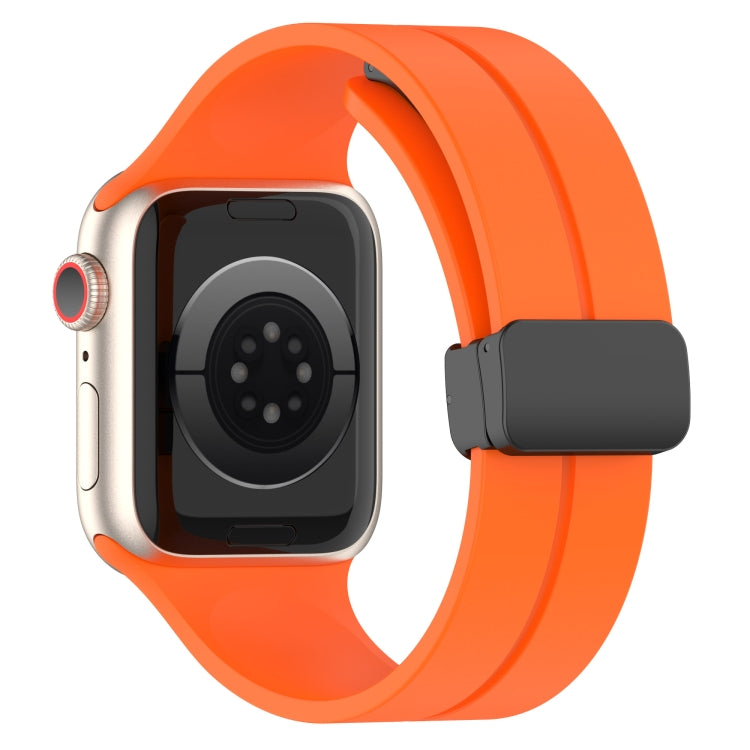 Solid Color Silicone Watch Band For Apple Watch Ultra 49mm / Series 8&7 45mm / SE 2&6&SE&5&4 44mm(Orange)