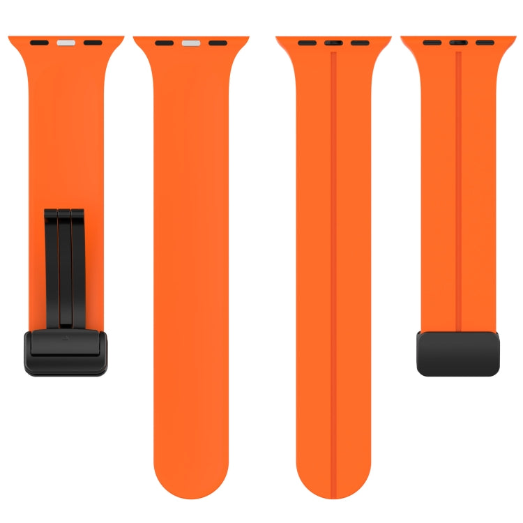 Solid Color Silicone Watch Band For Apple Watch Ultra 49mm / Series 8&7 45mm / SE 2&6&SE&5&4 44mm(Orange)