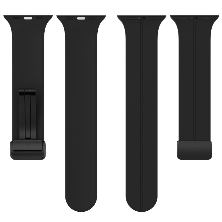 Solid Color Silicone Watch Band For Apple Watch Ultra 49mm / Series 8&7 45mm / SE 2&6&SE&5&4 44mm(Black)