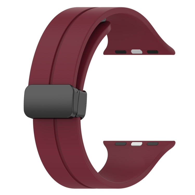 Solid Color Silicone Watch Band For Apple Watch Ultra 49mm / Series 8&7 45mm / SE 2&6&SE&5&4 44mm(Wine Red)