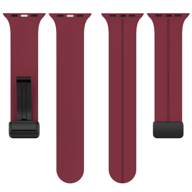 Solid Color Silicone Watch Band For Apple Watch Ultra 49mm / Series 8&7 45mm / SE 2&6&SE&5&4 44mm(Wine Red)